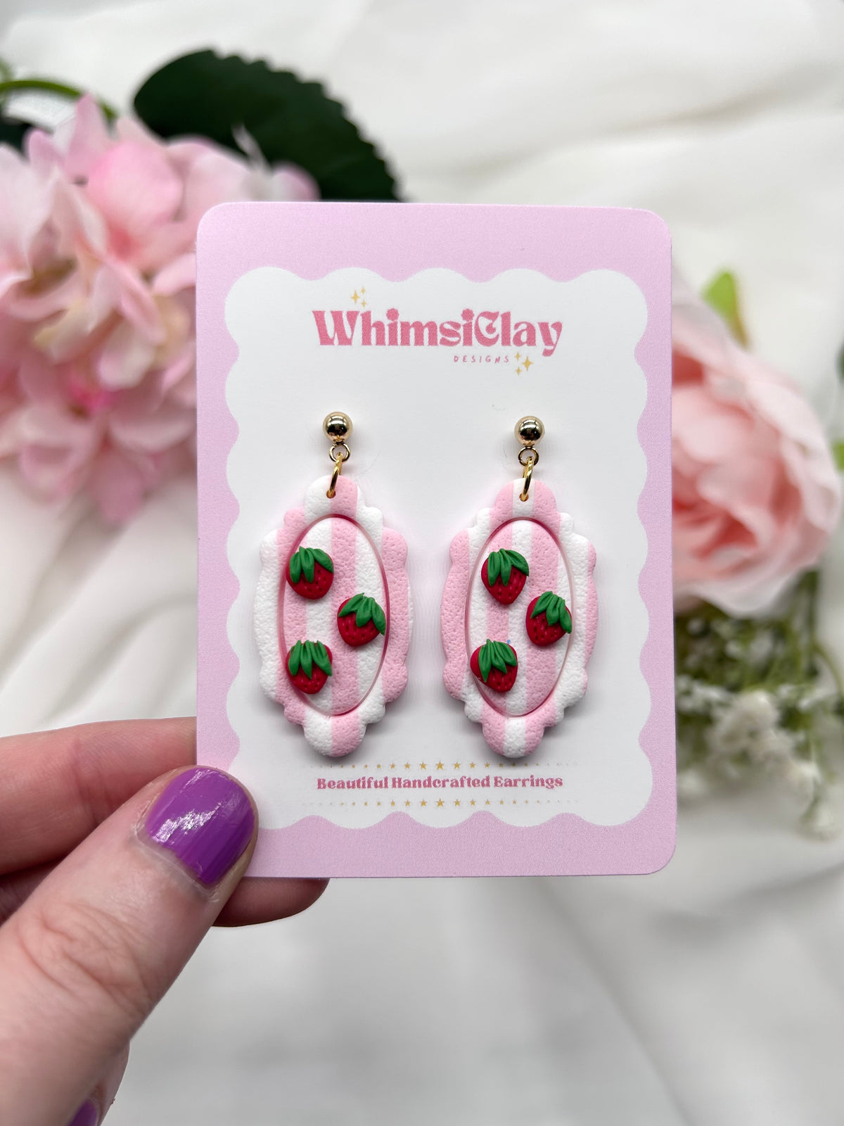 Strawberry Stripes | Polymer Clay Earrings