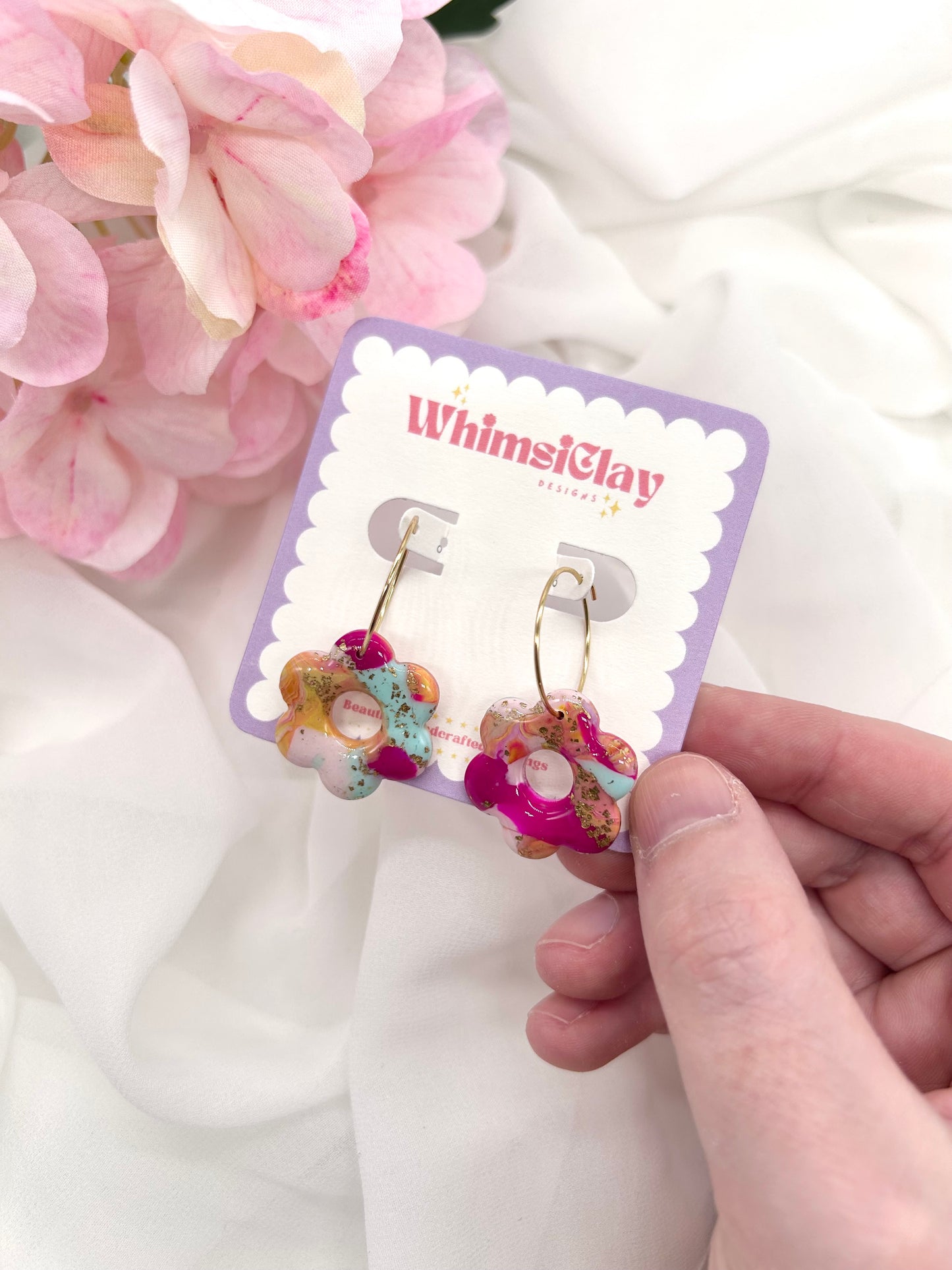 Groovy Marble Flower Hoops