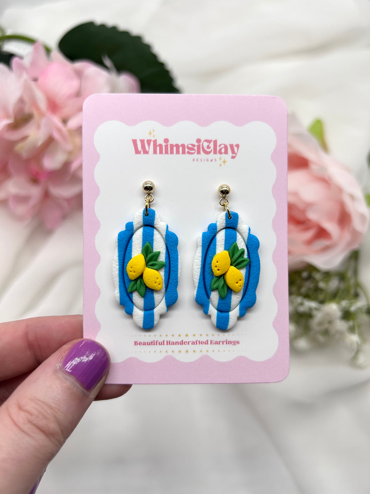 Lemon Stripes | Polymer Clay Earrings