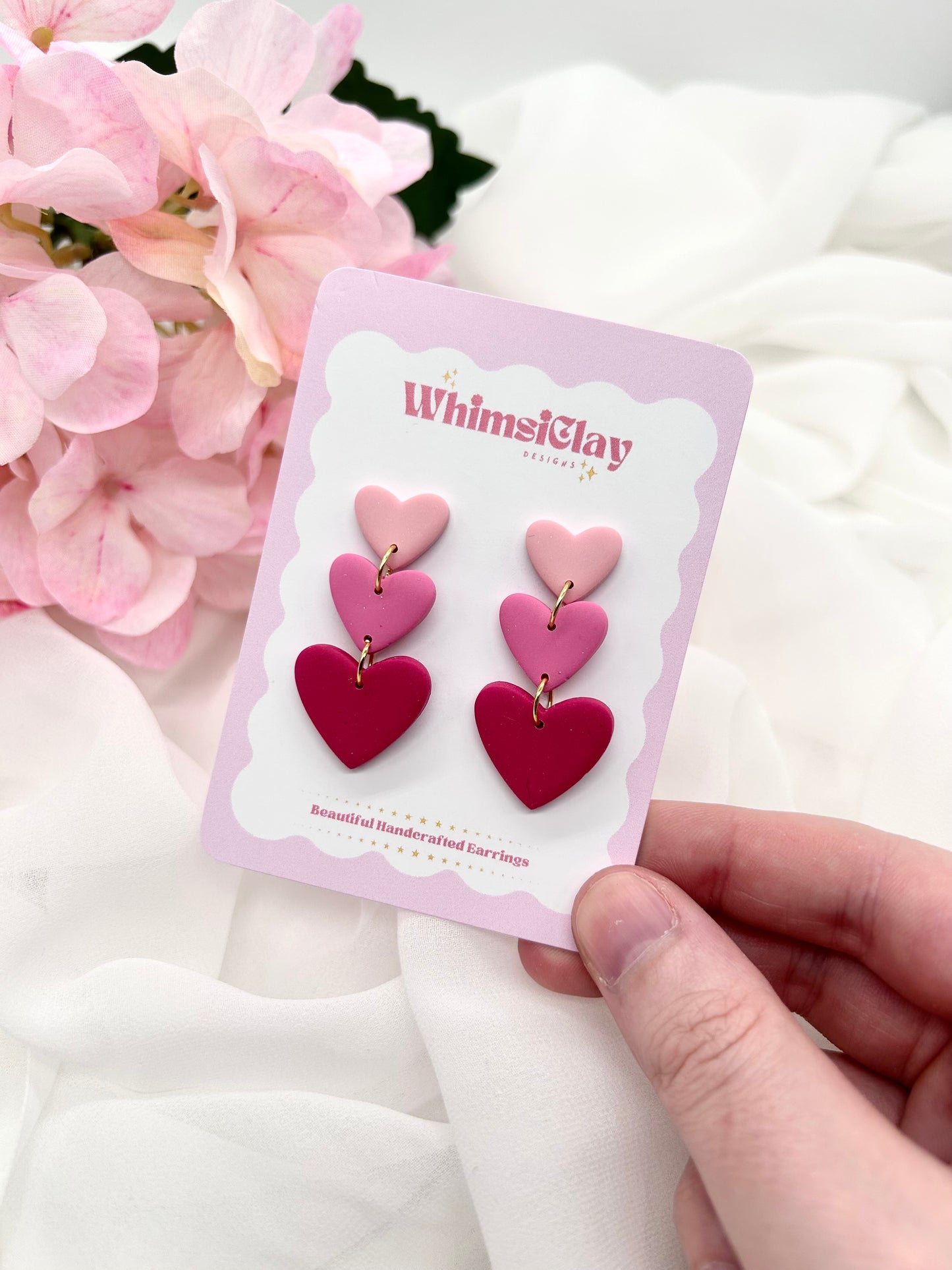 Pink Gradient Heart Trio Earrings