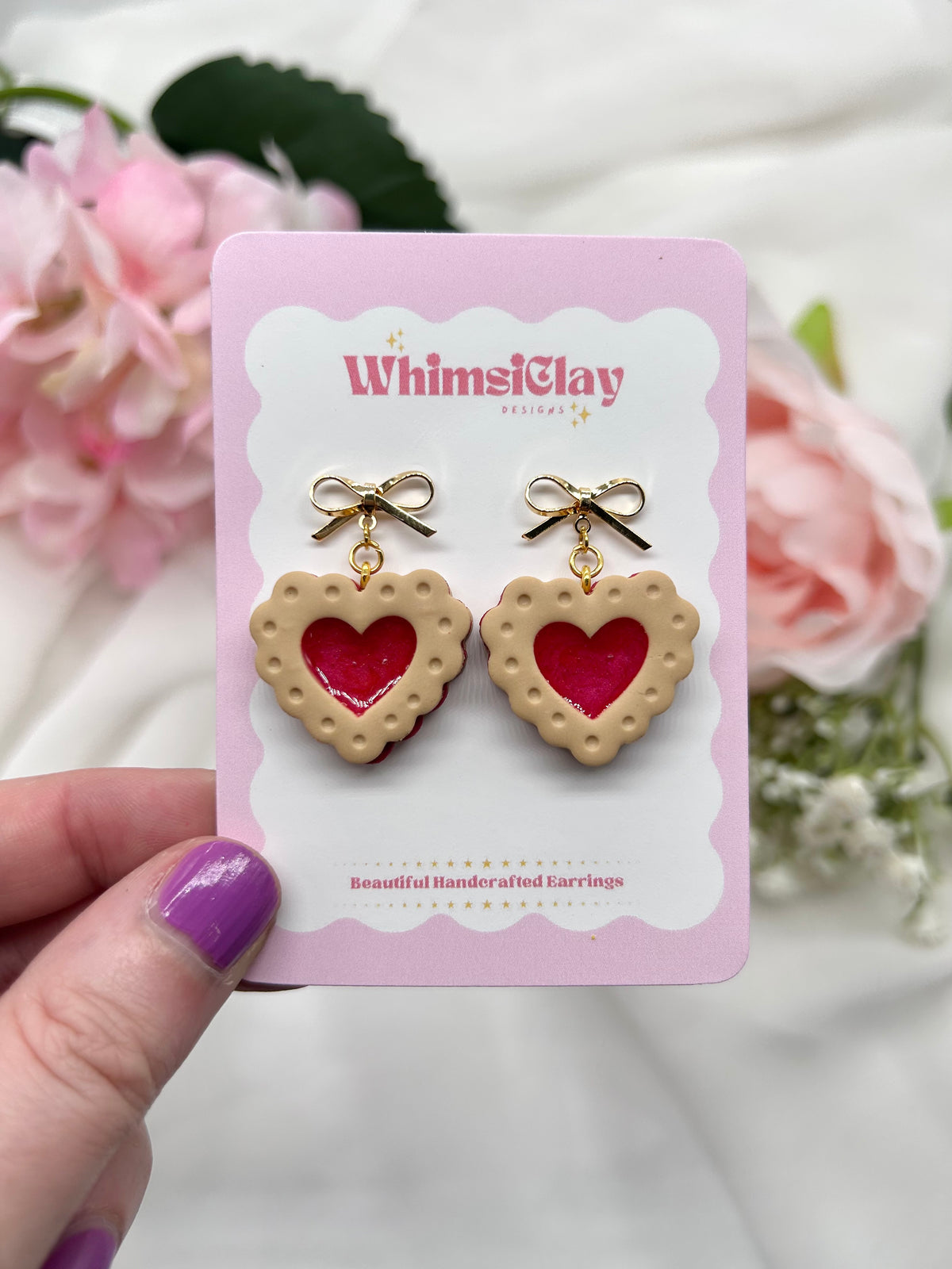 Heart Jam Biscuit | Polymer Clay Earrings