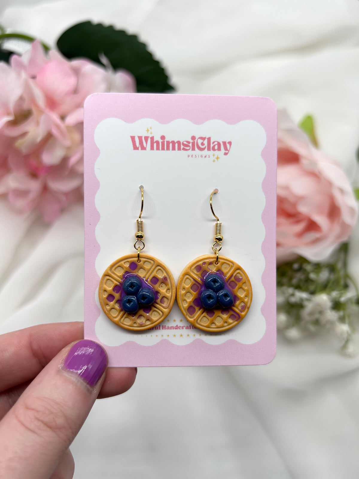 Blueberry Waffle | Polymer Clay Earrings