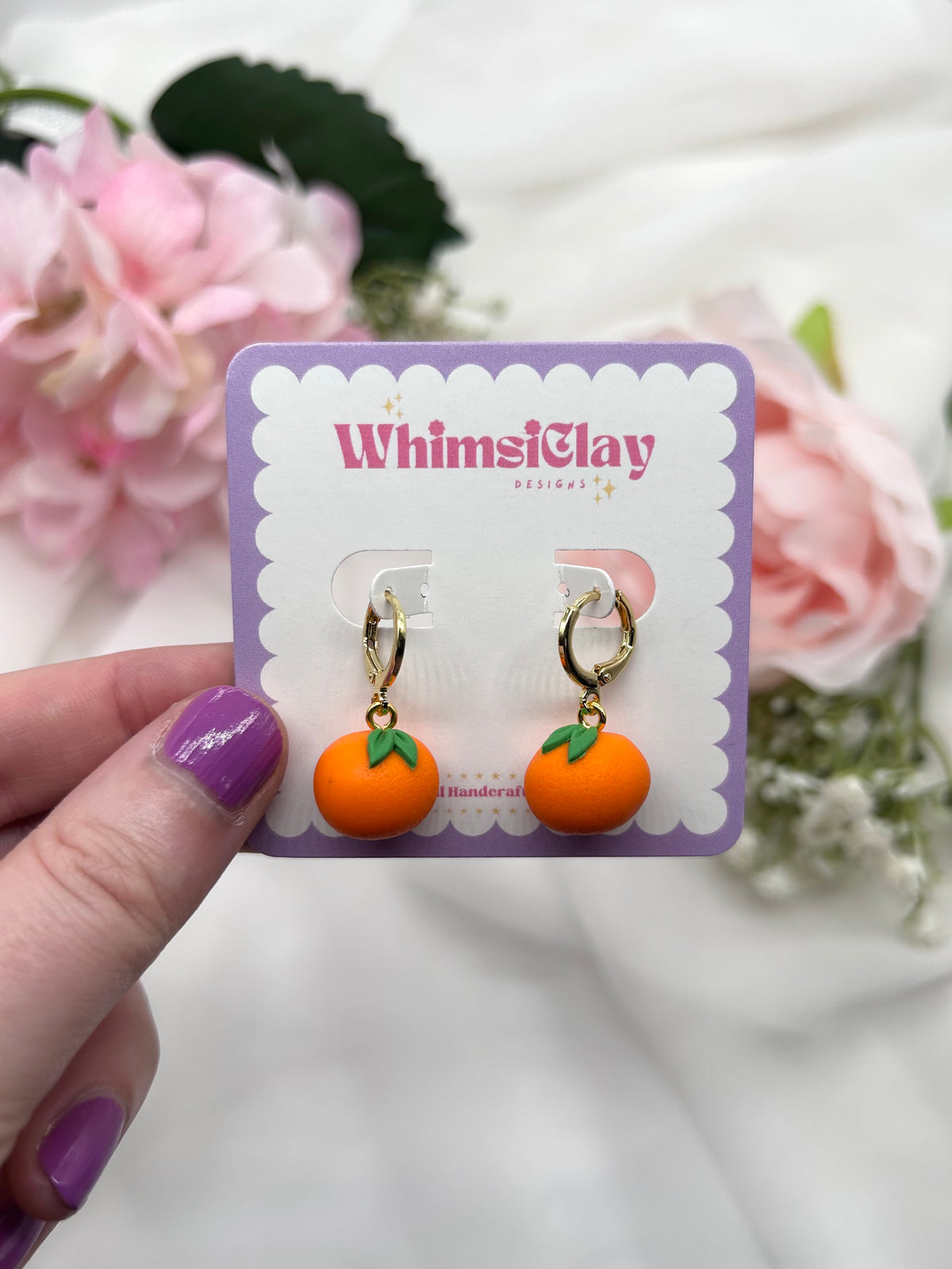 Orange Hoops | Polymer Clay Earrings