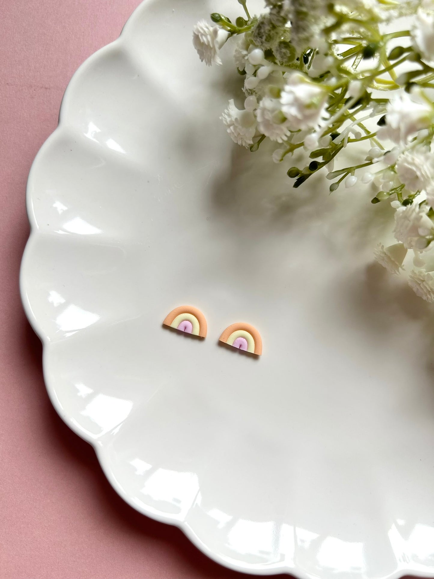 Colourful Rainbow Studs | Polymer Clay Earrings