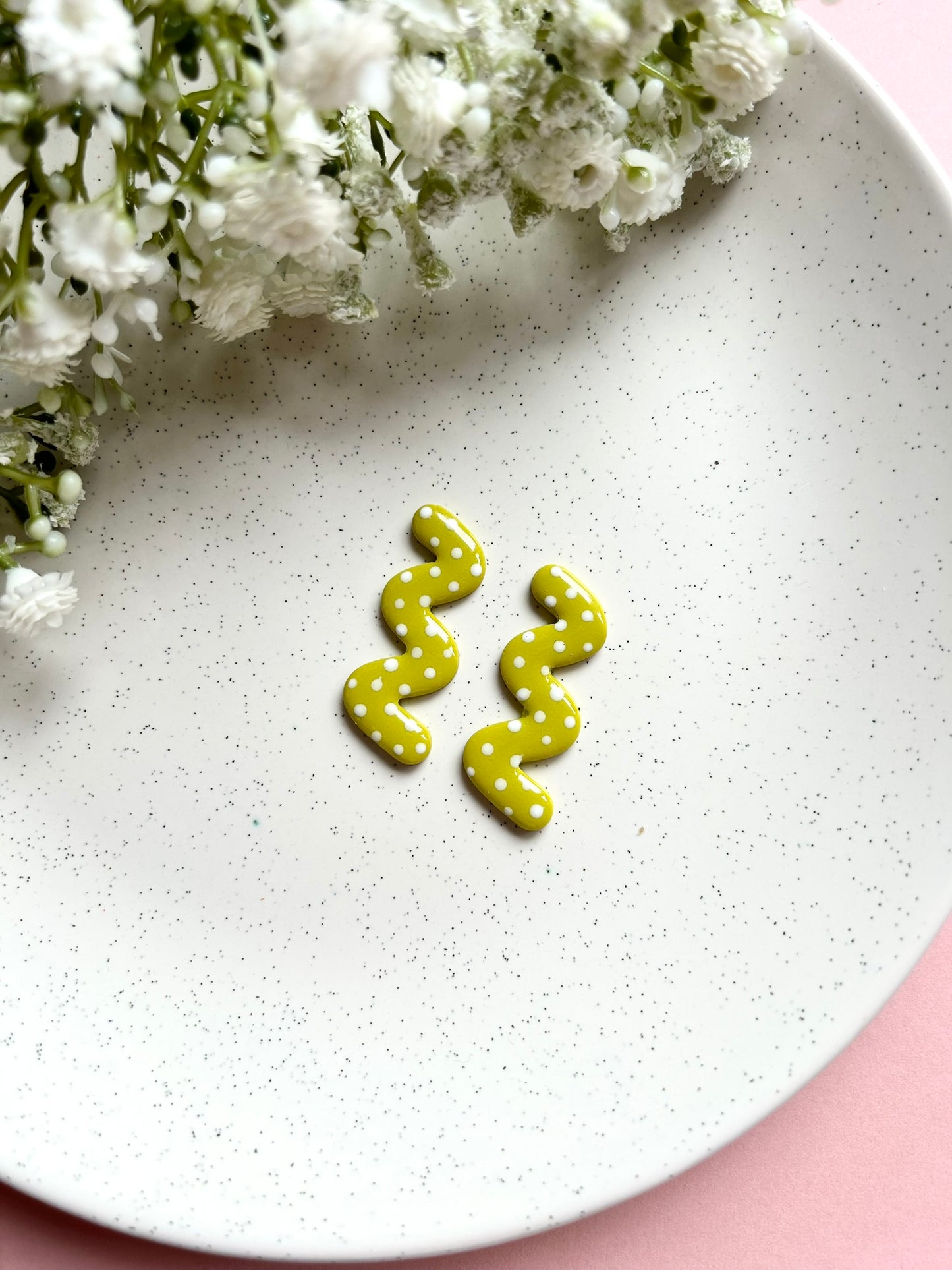 Wavy Polka Dot Earrings | Polymer Clay Earrings