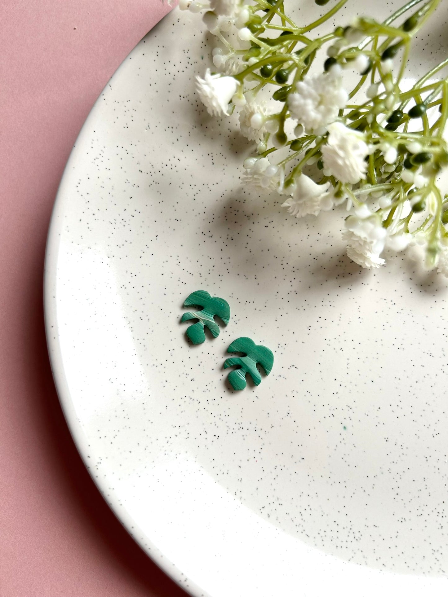 Monstera Leaf Studs | Polymer Clay Earrings