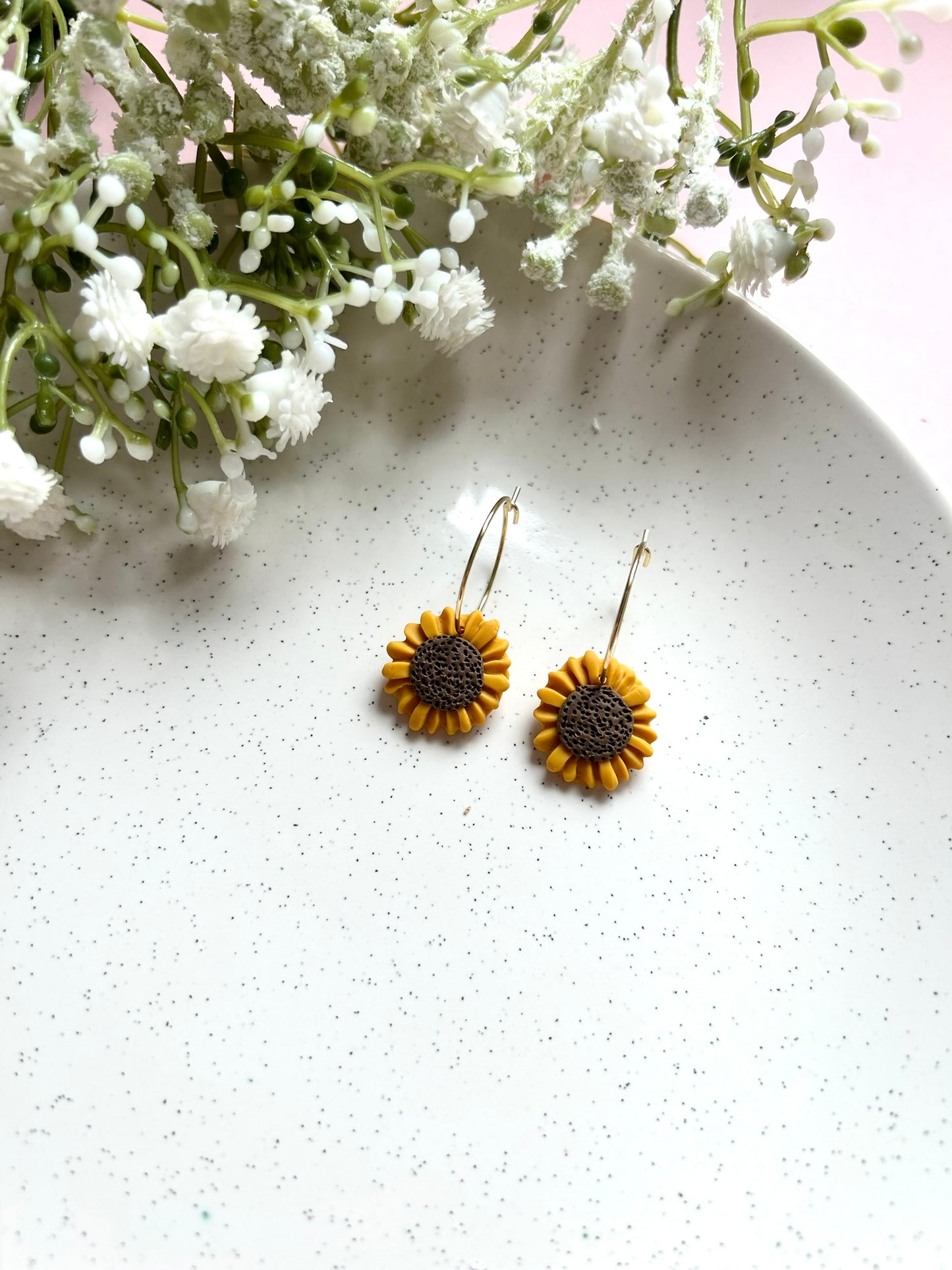 Sunflower Hoops | Polymer Clay Earrings