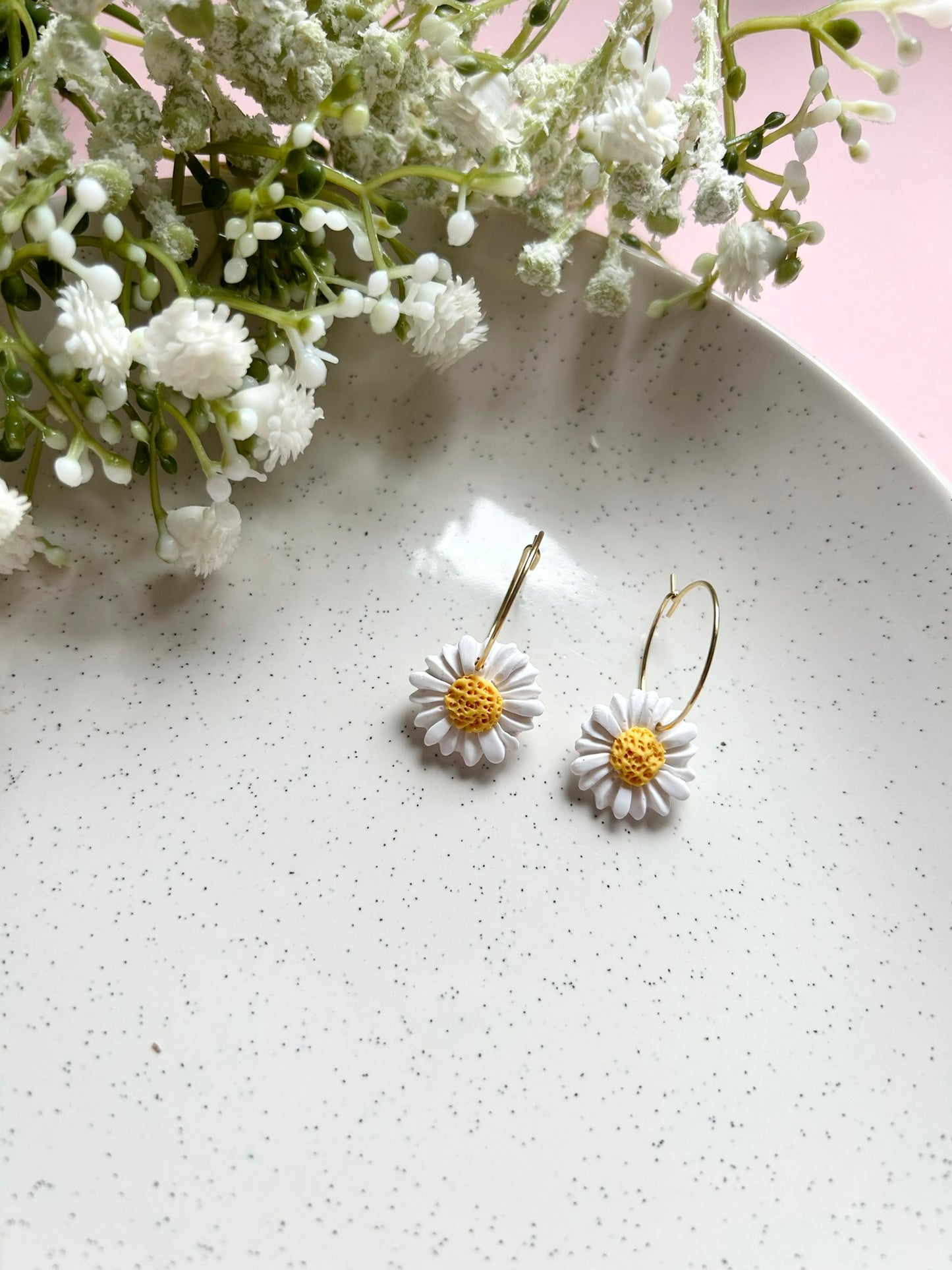 Daisy Hoops | Polymer Clay Earrings