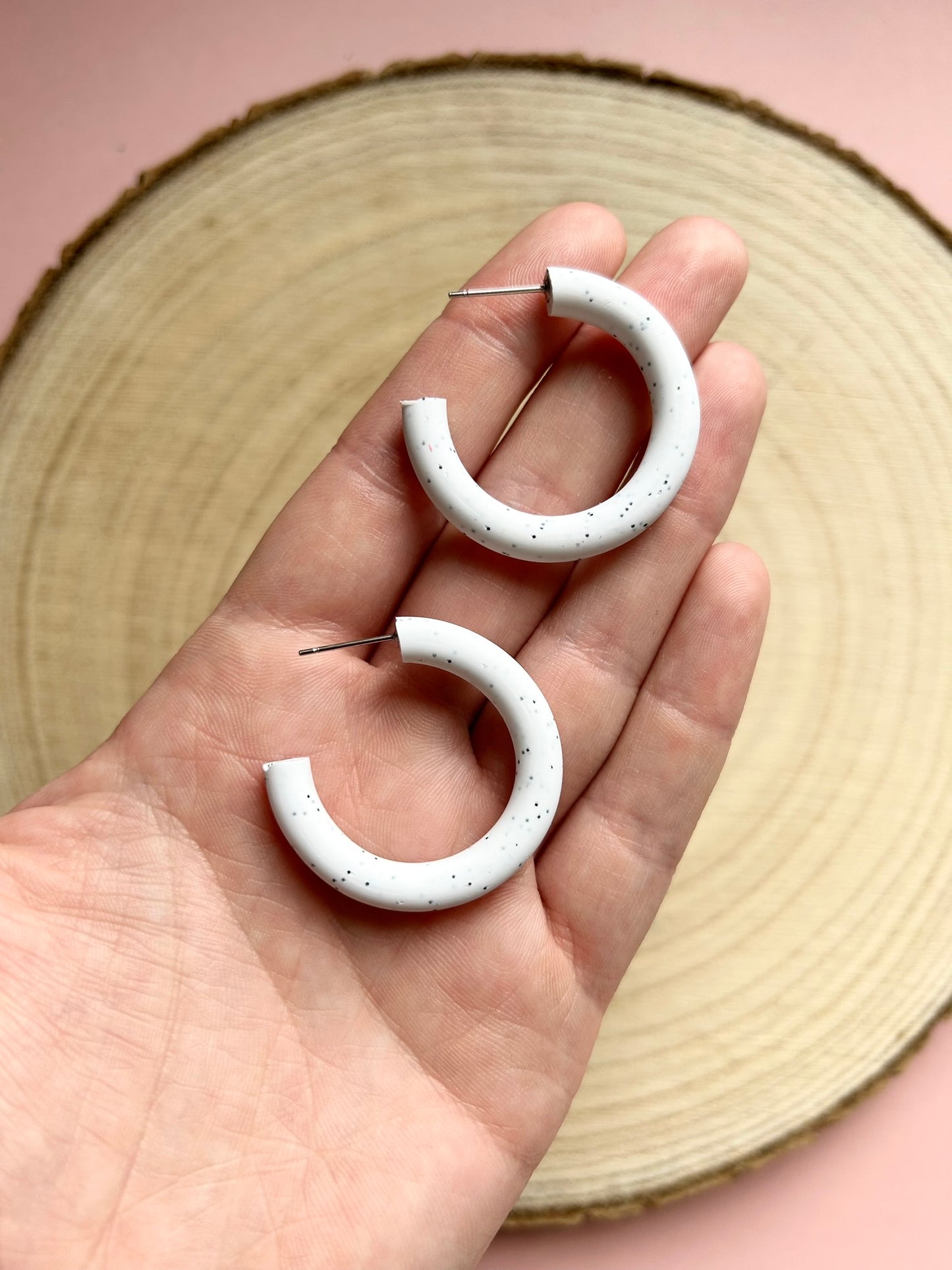 Large Classic Hoops | Polymer Clay Earrings