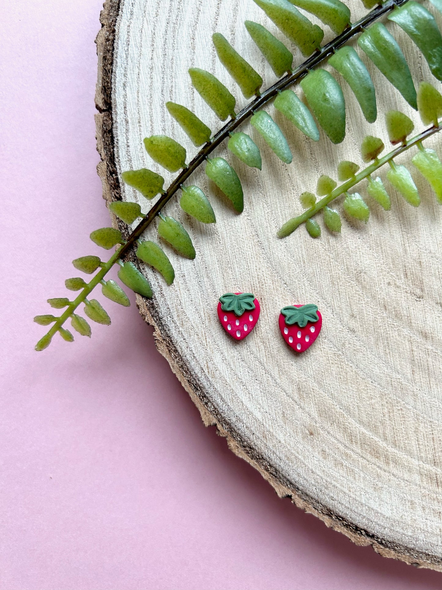 Strawberry Studs | Polymer Clay Earrings