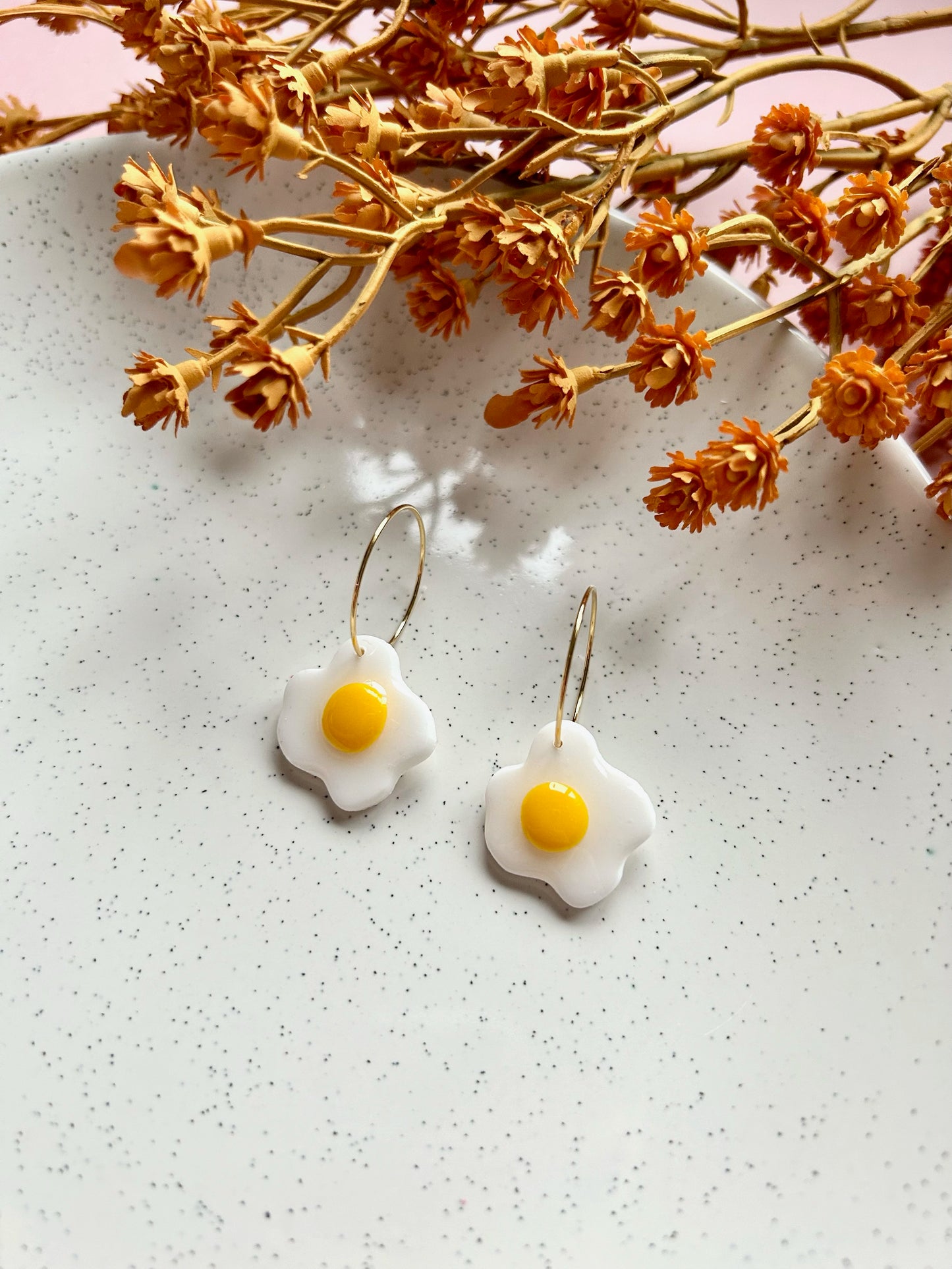 Fried Egg Hoops | Polymer Clay Earrings