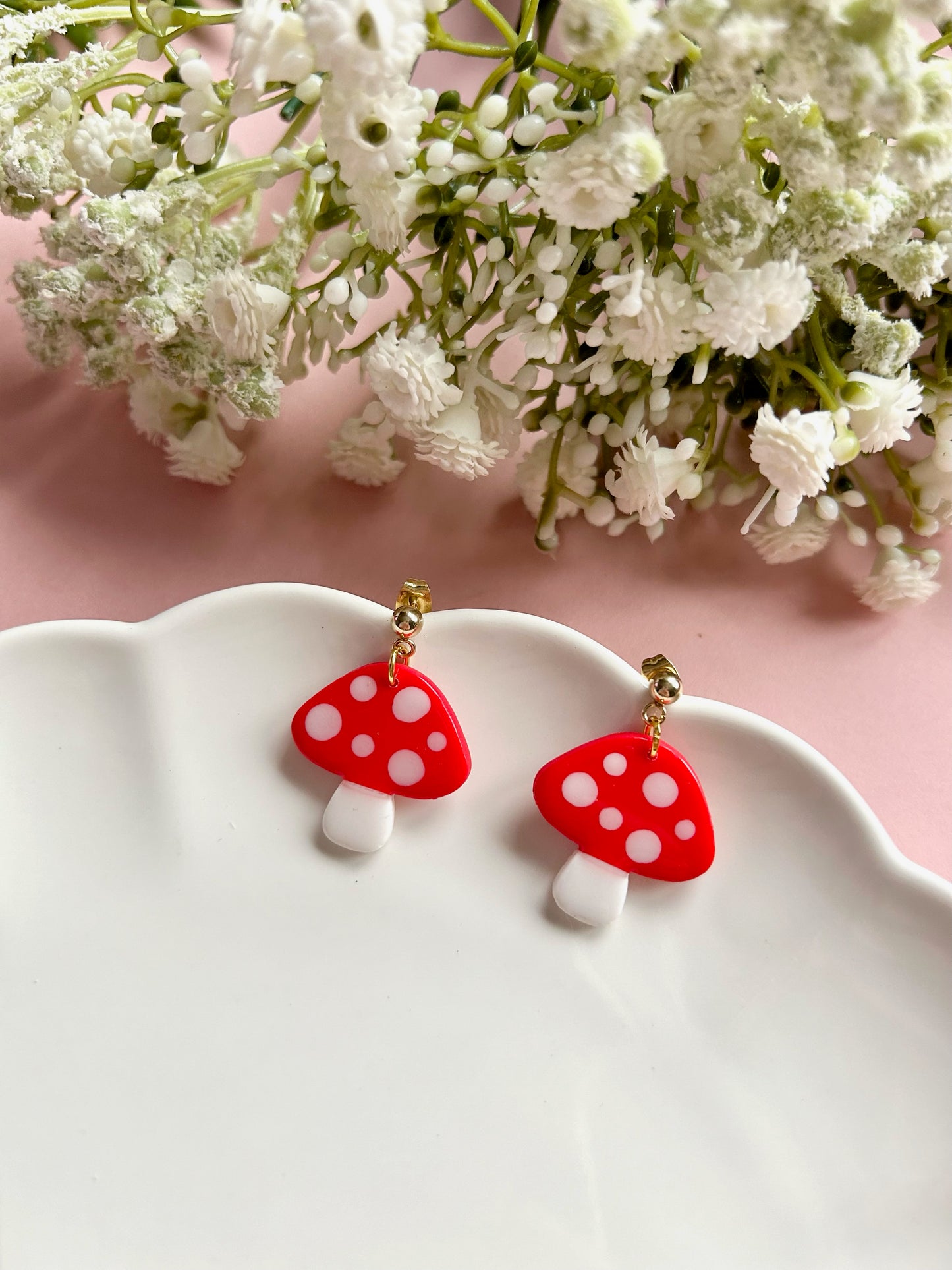 Mushroom Drop Earrings | Polymer Clay Earrings