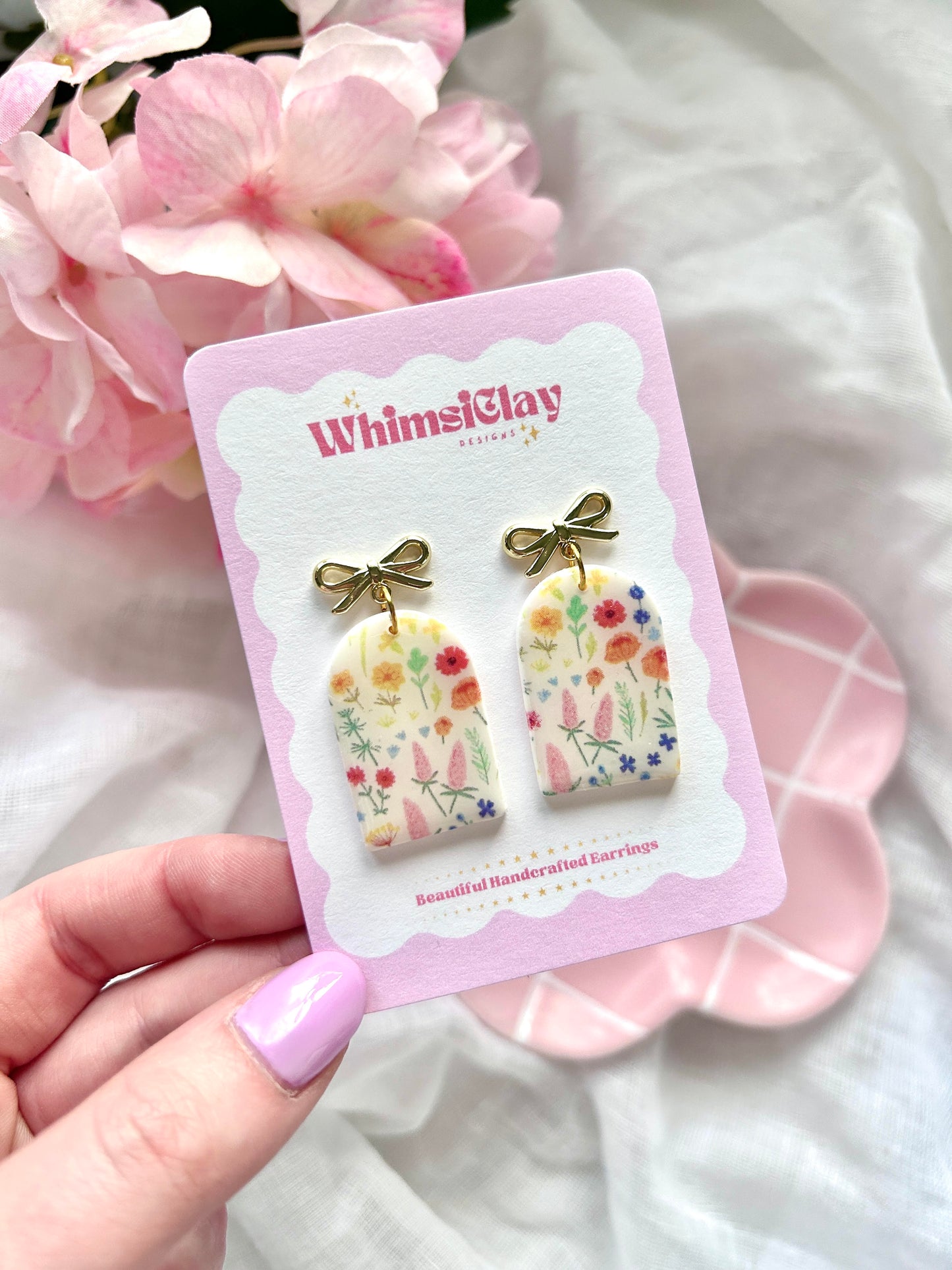 Floral Arch Earrings | Polymer Clay Earrings