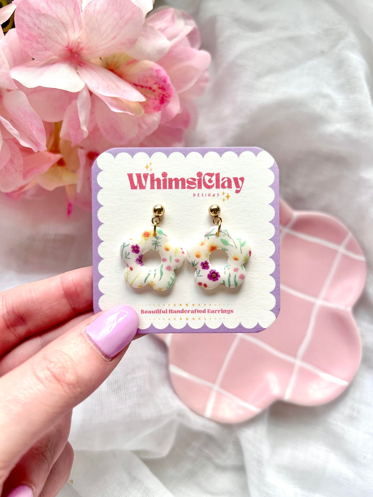 Patterned Flowers | Polymer Clay Earrings