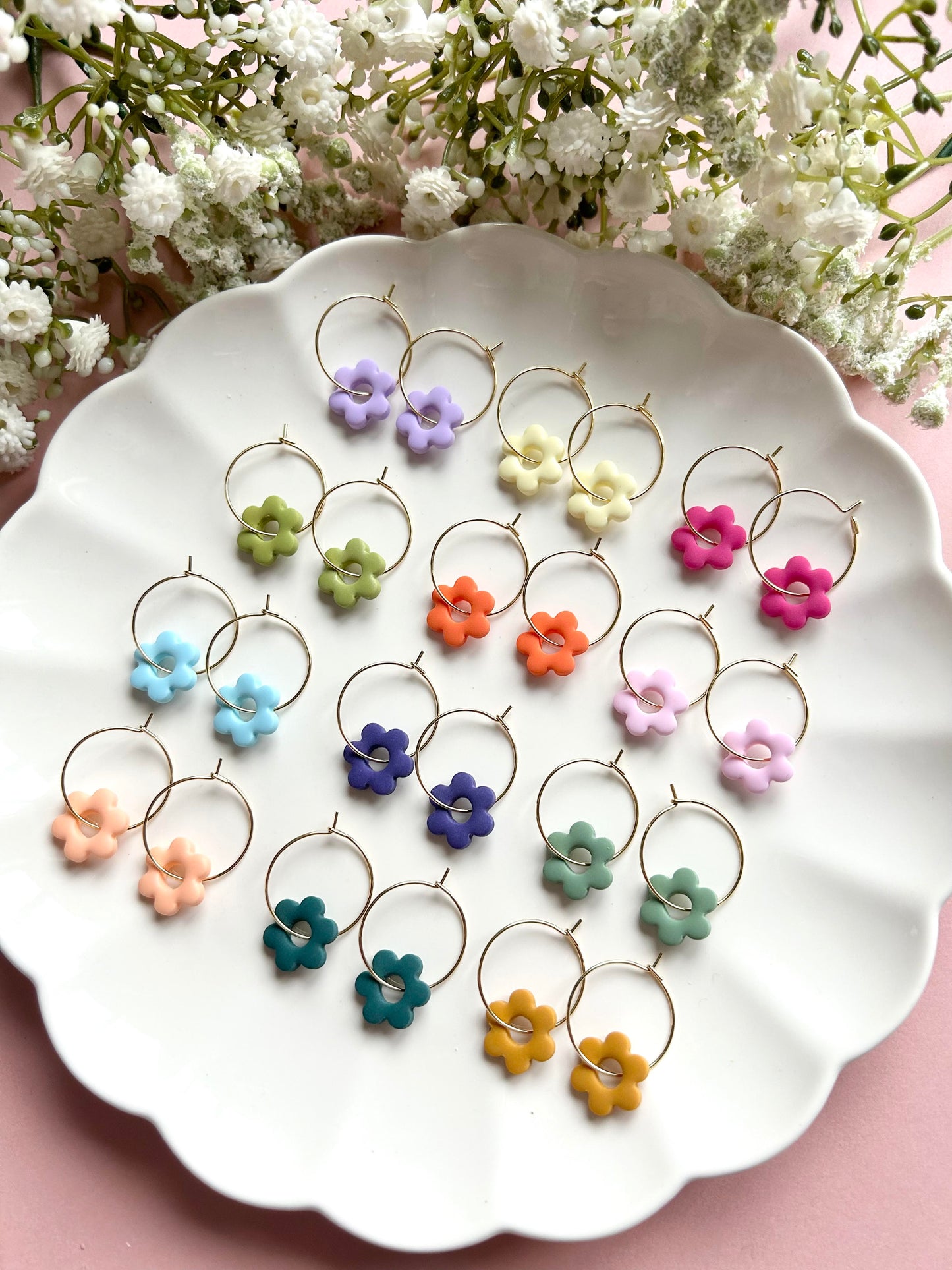 Flower Hoops LUCKY DIP | Polymer Clay Earrings