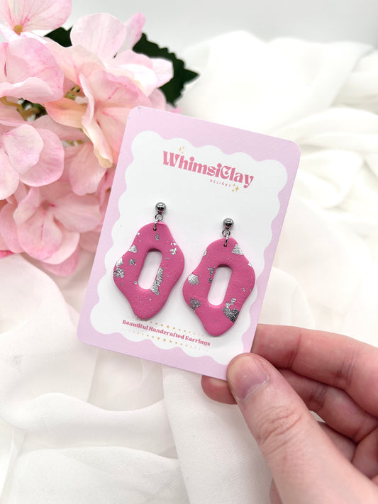 Pink and Silver Statement Earrings