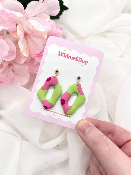 Pink and Green Statement Earrings