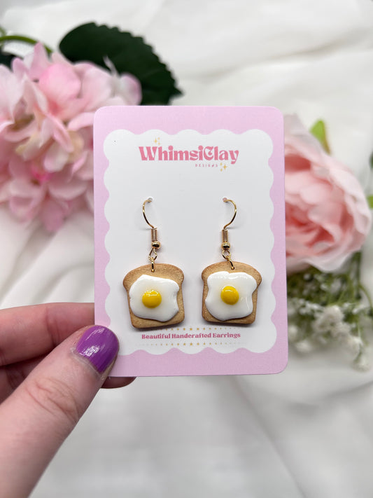 Fried Egg on Toast | Polymer Clay Earrings