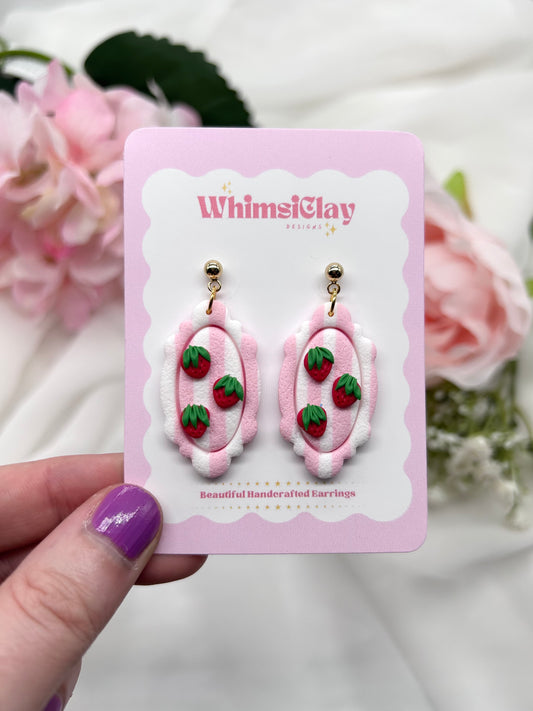 Strawberry Stripes | Polymer Clay Earrings