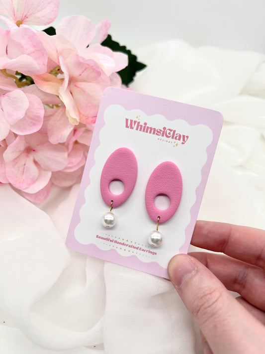 Retro Oval and Pearl Earrings