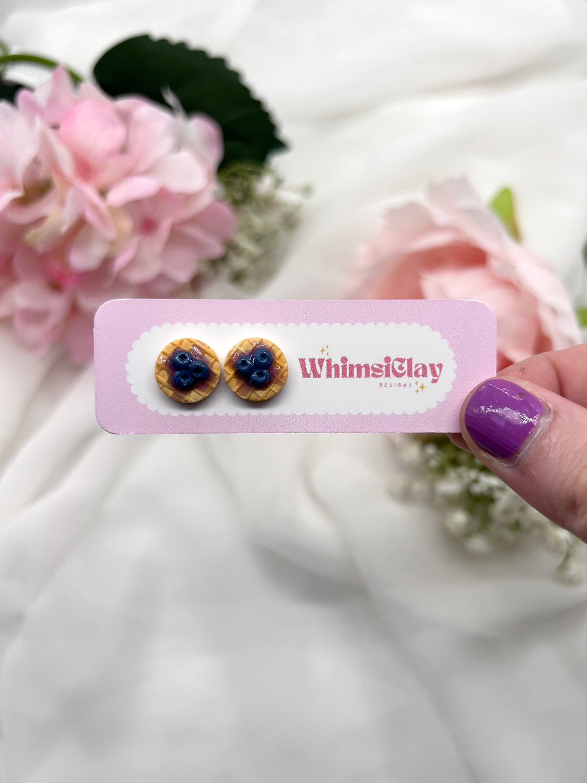 Blueberry Waffle Studs | Polymer Clay Earrings