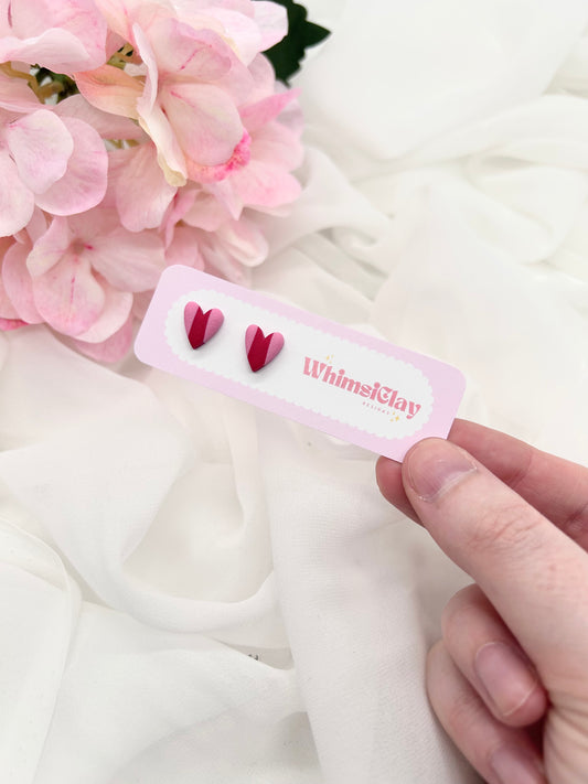 Pink Stripped Heart Studs