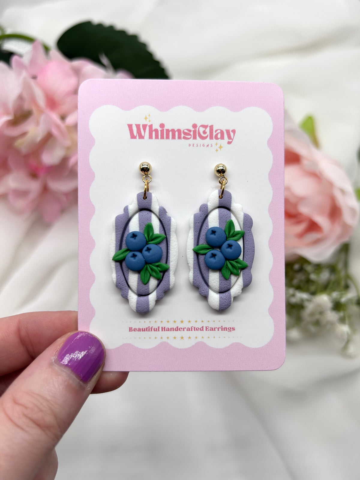 Blueberry Stripes | Polymer Clay Earrings