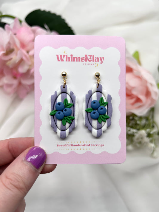 Blueberry Stripes | Polymer Clay Earrings