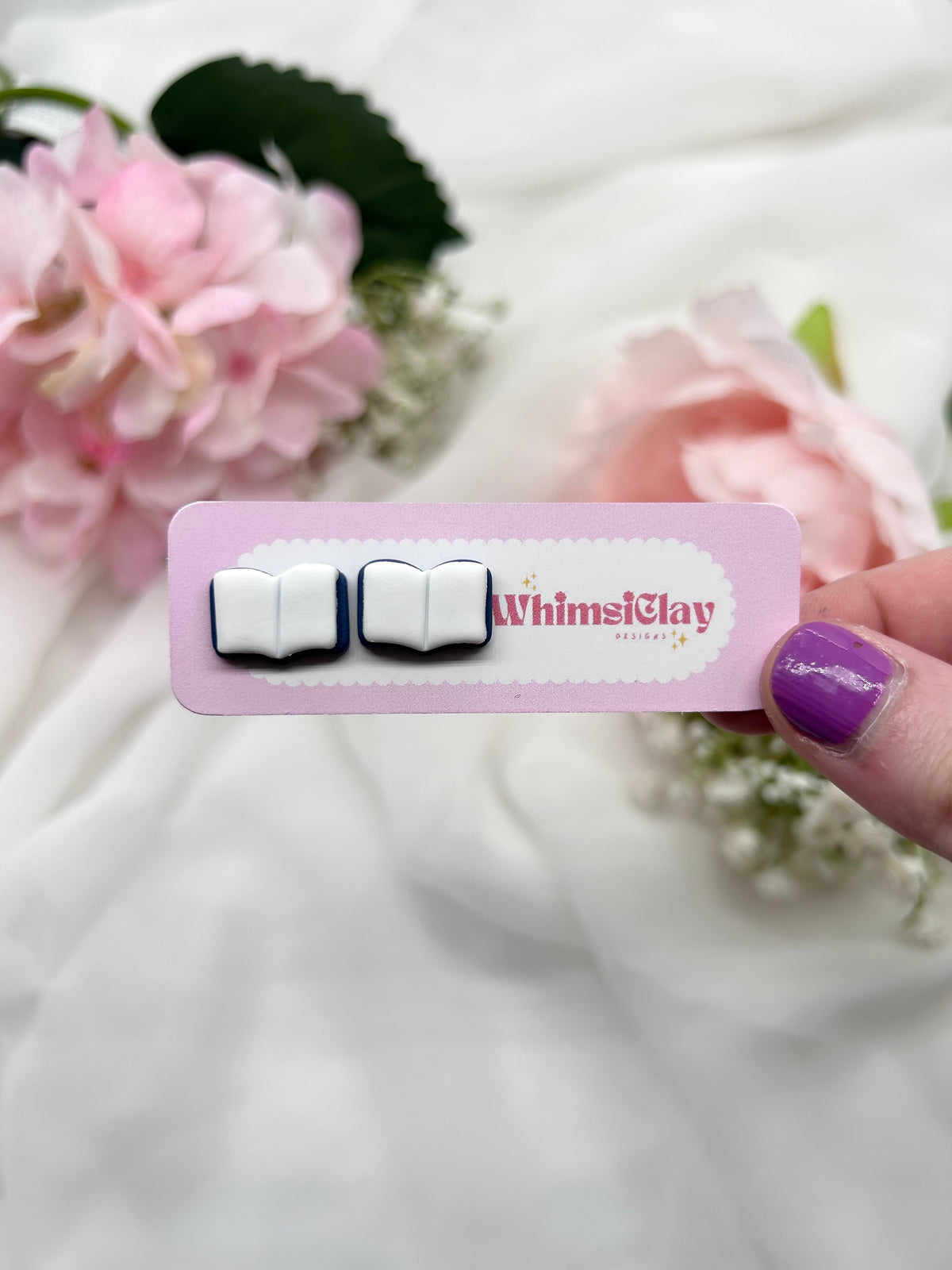 Book Studs | Polymer Clay Earrings