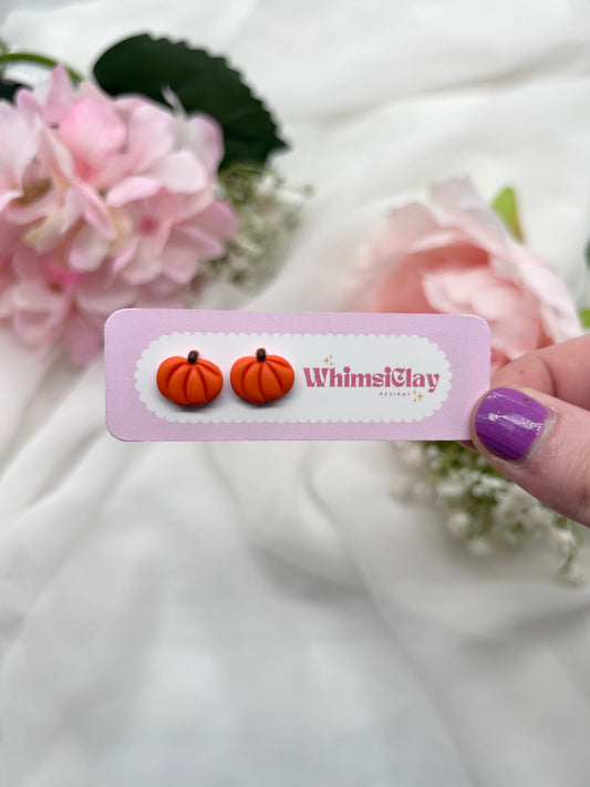 Pumpkin Studs | Polymer Clay Earrings