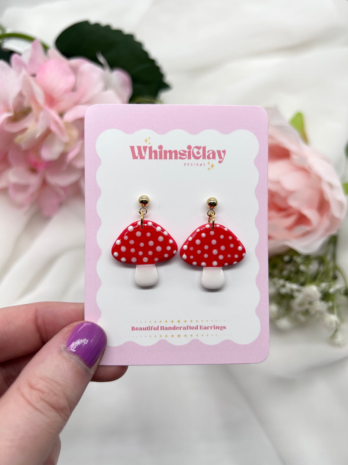 Mushroom Drop Earrings | Polymer Clay Earrings