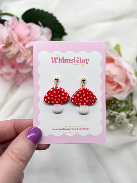 Mushroom Drop Earrings | Polymer Clay Earrings
