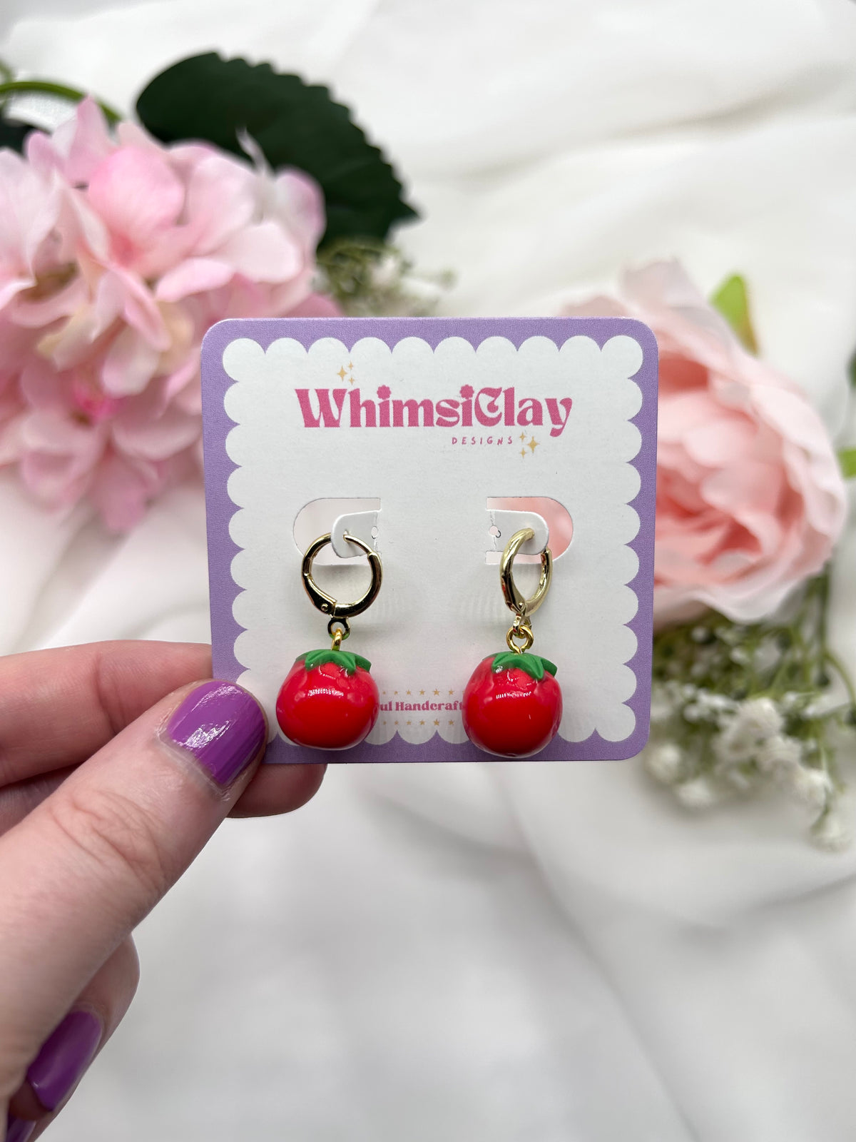 Tomato Huggies | Polymer Clay Earrings