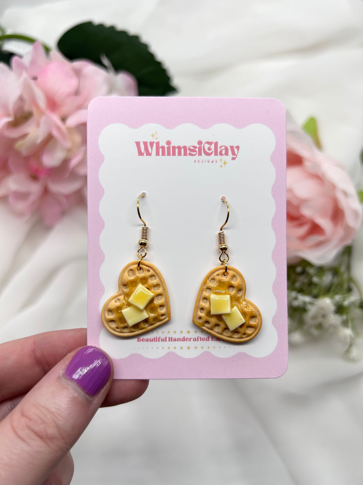 Butter Heart Waffle | Polymer Clay Earrings