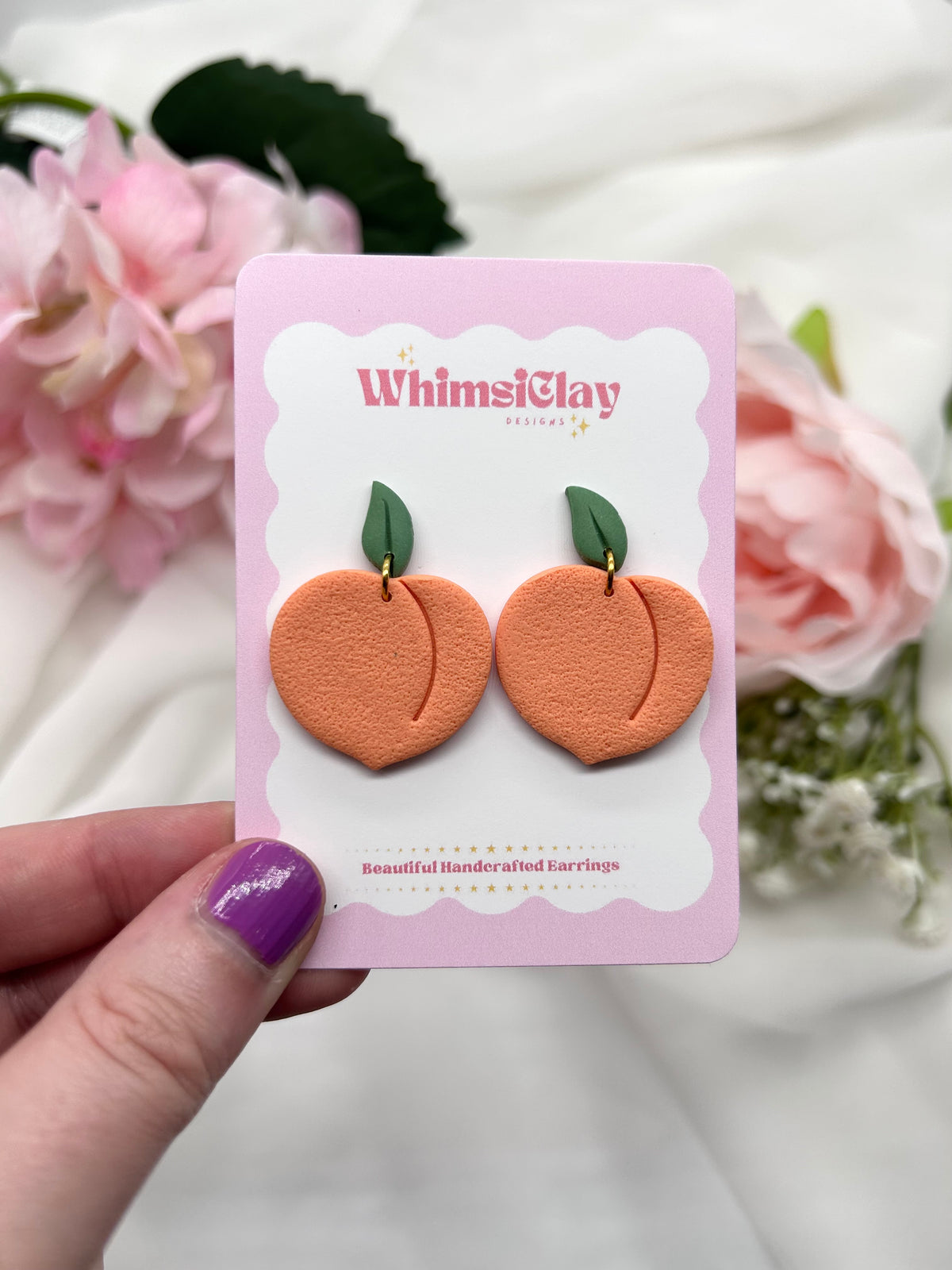 Peach Drop | Polymer Clay Earrings