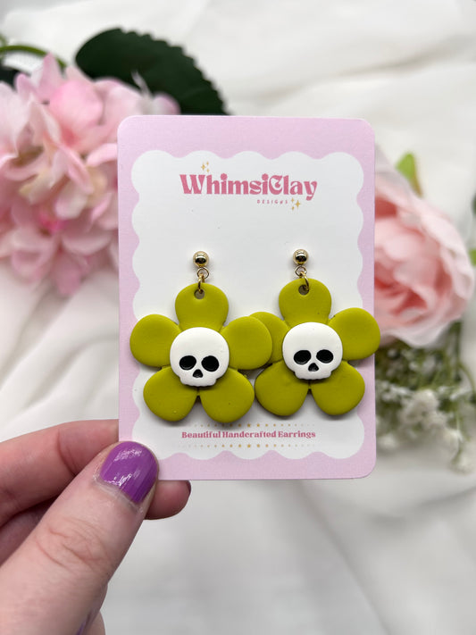 Floral Skull | Polymer Clay Earrings