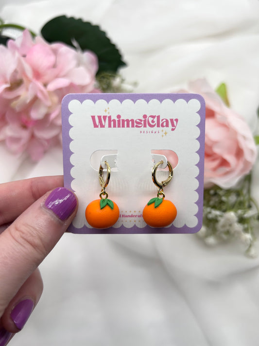 Orange Hoops | Polymer Clay Earrings