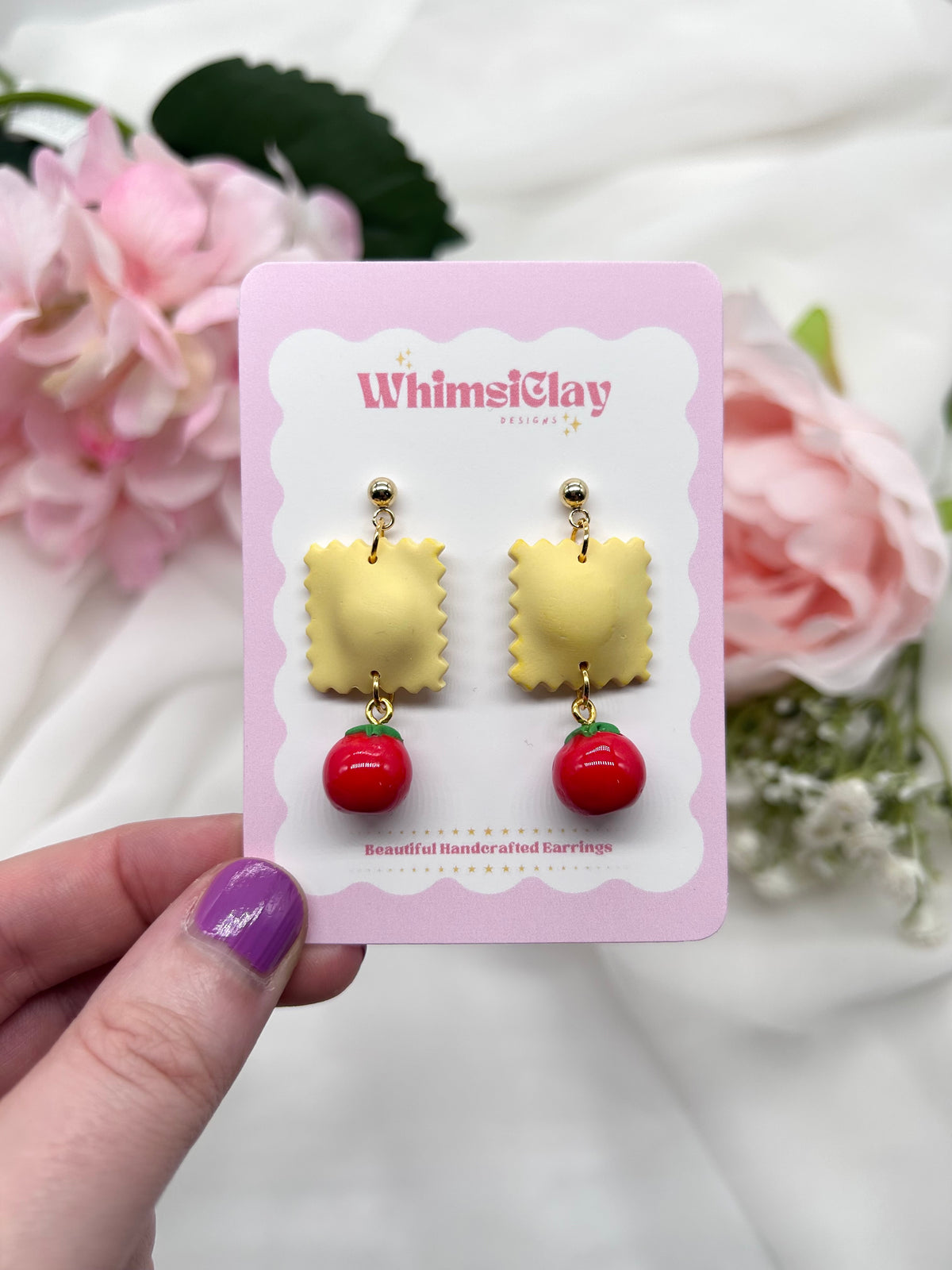 Pasta and Tomato | Polymer Clay Earrings
