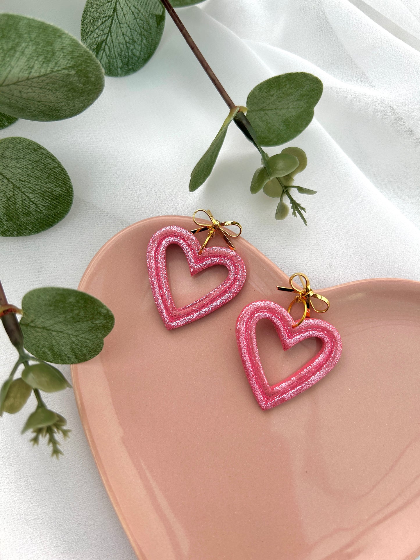 Glitter Heart Statement Earrings | Polymer Clay Earrings