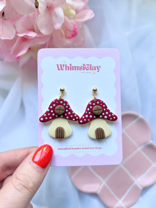 Mushroom Fairy House Earrings