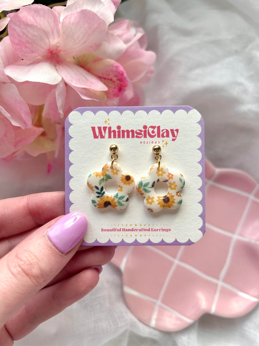 Patterned Flowers | Polymer Clay Earrings